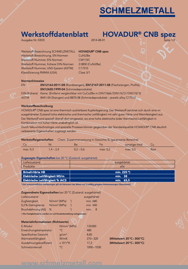Werkstoffdatenblatt: HOVADUR® CNB spez thumbnail