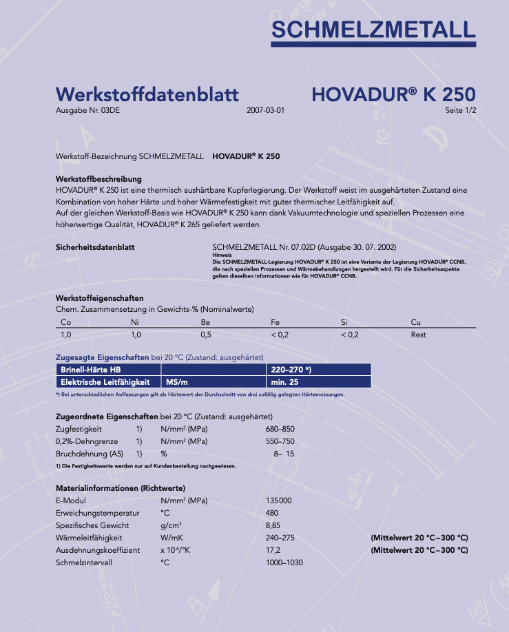 Werkstoffdatenblatt: HOVADUR® K250 thumbnail